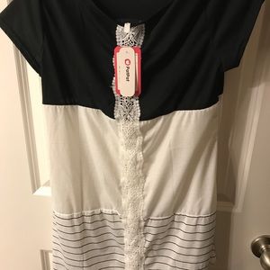 PatPat Black White Lace Top